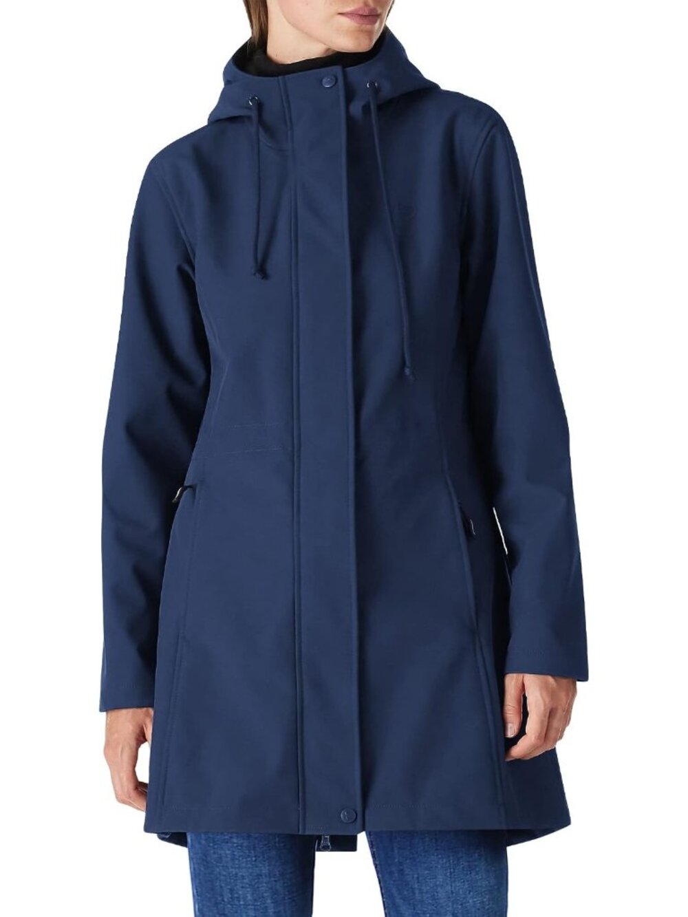 Womens Blue Windbreaker Fleece Lined Softshell Hiking Insulated Rain Parka Coat
